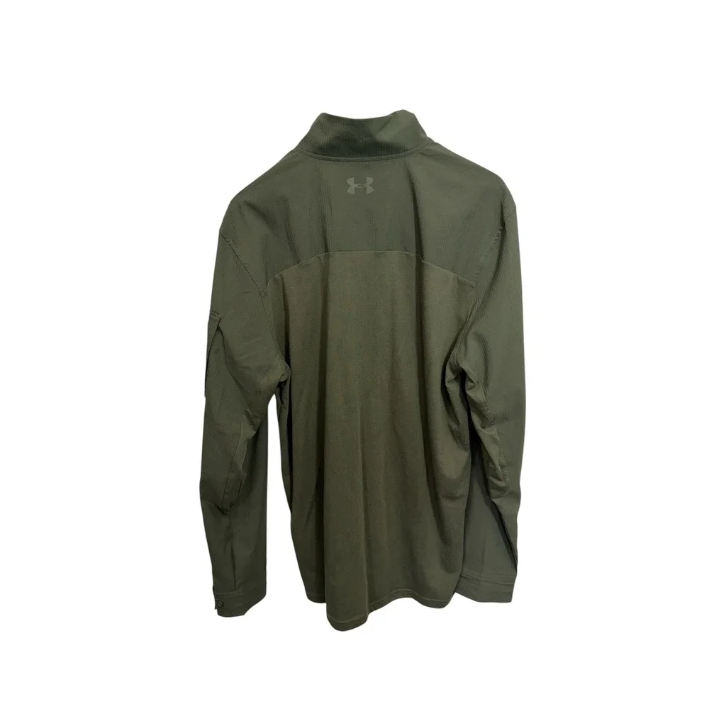 Under‎ Armour Mens Green Tactical Combat Shirt Large Quarter Zip Ripstop Loose